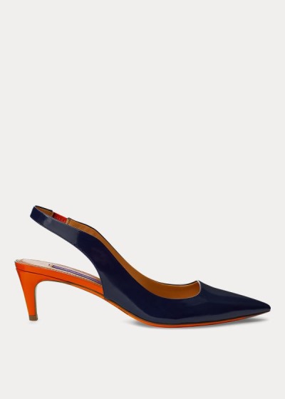 Bombas Ralph Lauren Mujer Azul Marino / Naranjas - Cleo Two-Tone Calfskin - IAMLW3954